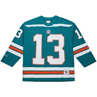 Men's Mitchell & Ness Dan Marino Aqua Miami Dolphins Maxxed Out Fashion Hockey Jersey