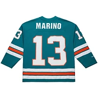 Men's Mitchell & Ness Dan Marino Aqua Miami Dolphins Maxxed Out Fashion Hockey Jersey