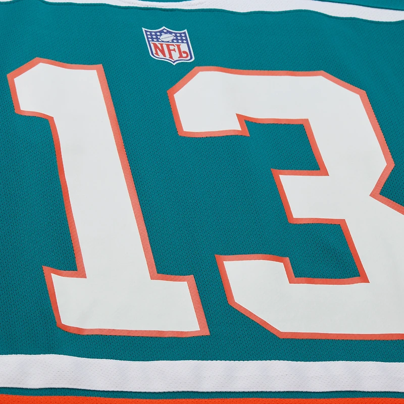 Men's Mitchell & Ness Dan Marino Aqua Miami Dolphins Maxxed Out Fashion Hockey Jersey