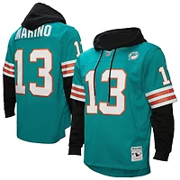 Sweat à capuche pour homme Mitchell & Ness Dan Marino Aqua Miami Dolphins Player Name Number Legacy Jersey