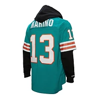 Sweat à capuche pour homme Mitchell & Ness Dan Marino Aqua Miami Dolphins Player Name Number Legacy Jersey