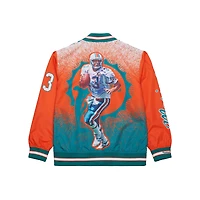 Men's Mitchell & Ness Dan Marino Aqua Miami Dolphins Retired Player Graphic Full-Zip Satin Jacket