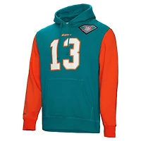 Mitchell & Ness Dan Marino Aqua Miami Dolphins Nom et numéro du joueur retraité pour hommes - Sweat à capuche