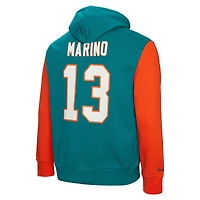 Mitchell & Ness Dan Marino Aqua Miami Dolphins Nom et numéro du joueur retraité pour hommes - Sweat à capuche