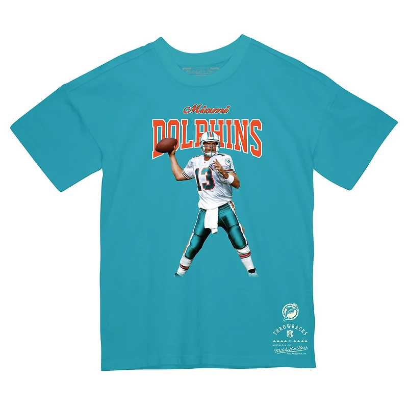 T-shirt Mitchell & Ness Dan Marino Aqua pour homme, joueur retraité des Miami Dolphins