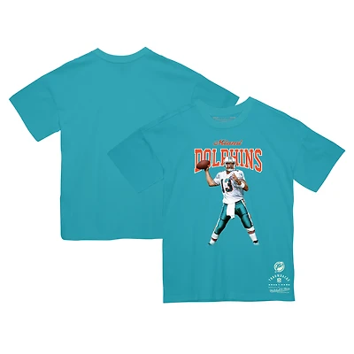 T-shirt Mitchell & Ness Dan Marino Aqua pour homme, joueur retraité des Miami Dolphins