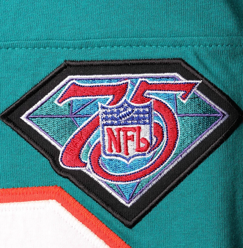 Haut à manches longues Mitchell & Ness Dan Marino Aqua Miami Dolphins Throwback Retired Player Name Number pour homme