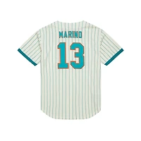 Maillot de baseball boutonné en maille crème Mitchell & Ness Dan Marino pour homme, Miami Dolphins, avec nom et numéro