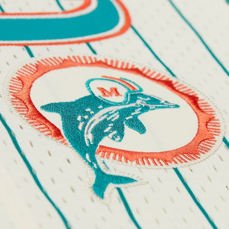 Maillot de baseball boutonné en maille crème Mitchell & Ness Dan Marino pour homme, Miami Dolphins, avec nom et numéro