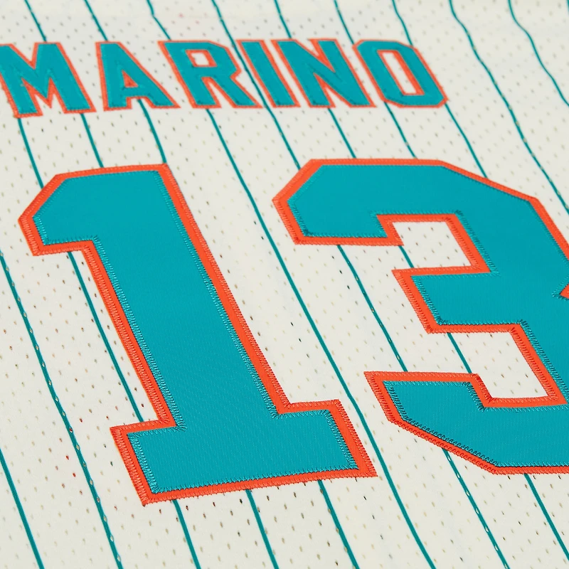 Maillot de baseball boutonné en maille crème Mitchell & Ness Dan Marino pour homme, Miami Dolphins, avec nom et numéro