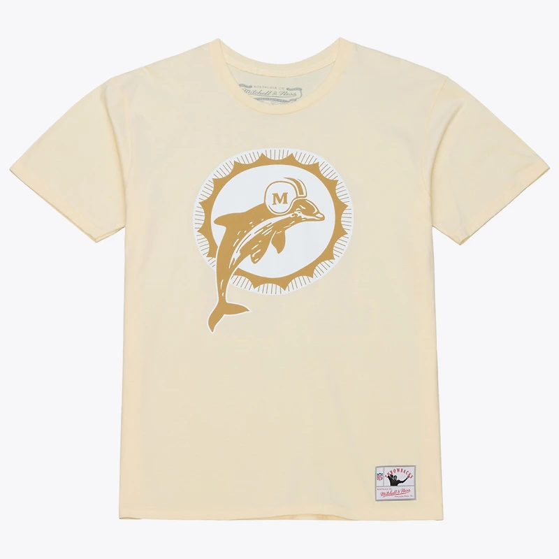 T-shirt Mitchell & Ness Dan Marino crème Miami Dolphins Sandman avec nom et numéro pour homme