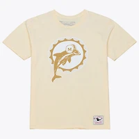 T-shirt Mitchell & Ness Dan Marino crème Miami Dolphins Sandman avec nom et numéro pour homme