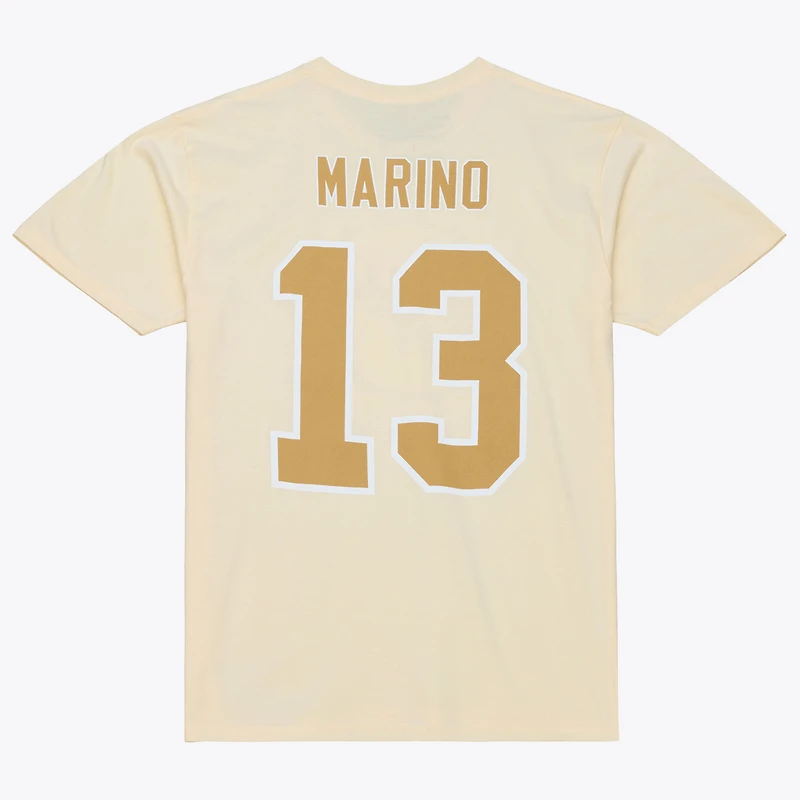 Men's Mitchell & Ness Dan Marino Cream Miami Dolphins Sandman Name Number T-Shirt