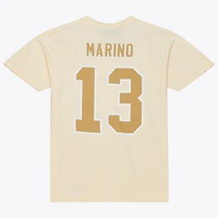 Men's Mitchell & Ness Dan Marino Cream Miami Dolphins Sandman Name Number T-Shirt