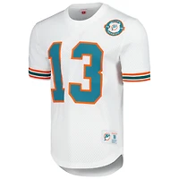 Haut en maille blanc pour homme avec nom et numéro de joueur retraité des Dolphins Miami Dan Marino Mitchell & Ness