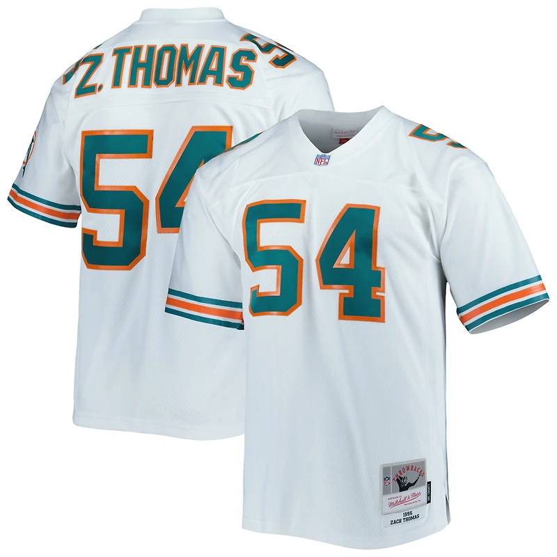 Maillot réplique Mitchell & Ness Zach Thomas blanc Miami Dolphins Legacy pour hommes