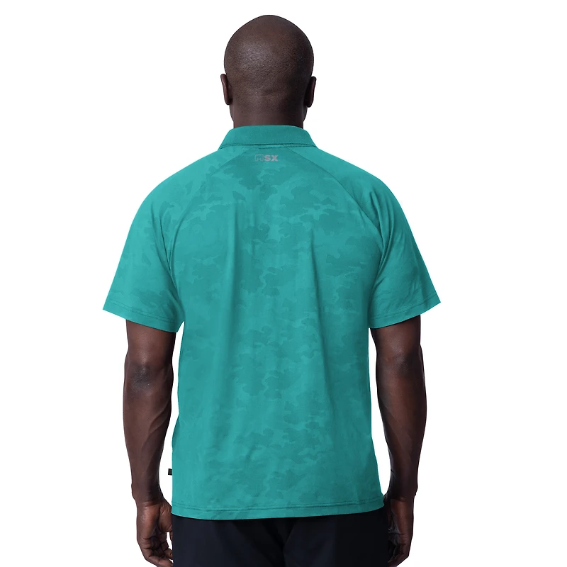 Men's MSX by Michael Strahan Aqua Miami Dolphins Baseline Raglan Polo