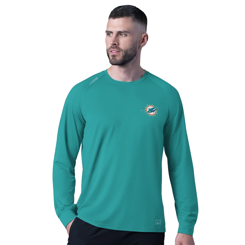 Men's MSX by Michael Strahan  Aqua Miami Dolphins Forward Long-Sleeve T-Shirt
