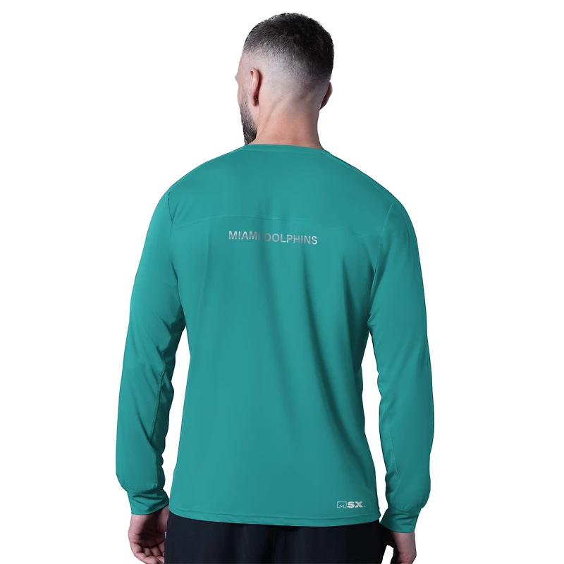Men's MSX by Michael Strahan Aqua Miami Dolphins Forward Long-Sleeve T-Shirt