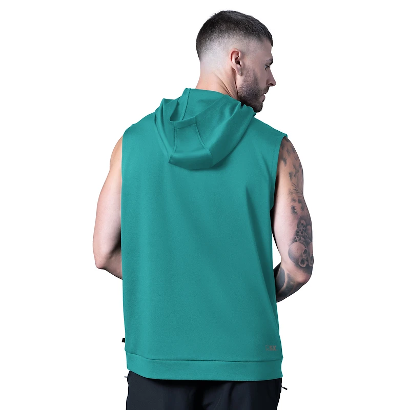 Sweat à capuche sans manches MSX by Michael Strahan Aqua Miami Dolphins Tri-Blend Rebound pour homme