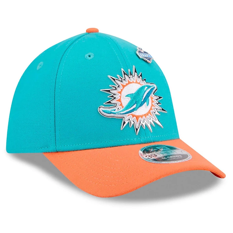 Men's New Era Aqua/Orange Miami Dolphins 2026 NFL Draft 39THIRTY M-Crown Flex Hat