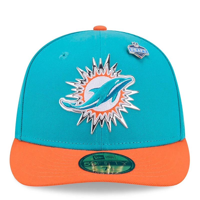Men's New Era  Aqua/Orange Miami Dolphins 2026 NFL Draft Pre-Curved 59FIFTY Fitted Hat
