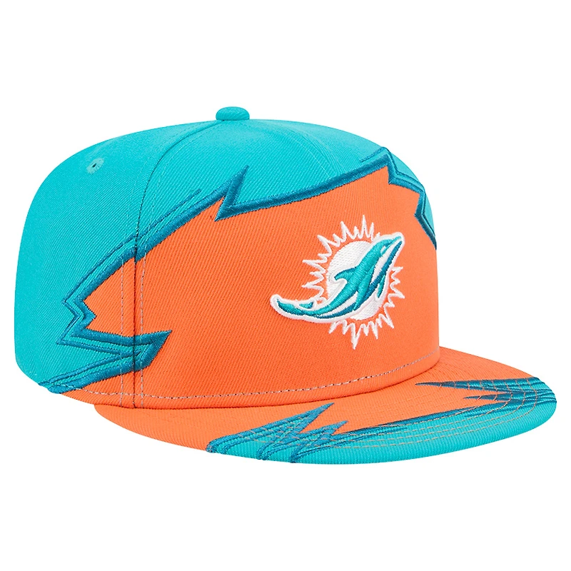 Men's New Era  Aqua/Orange Miami Dolphins Break 59FIFTY Fitted Hat