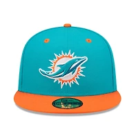 Men's New Era  Aqua/Orange Miami Dolphins Flipside 2Tone 59FIFTY Fitted Hat
