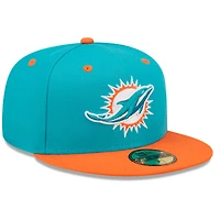 Casquette ajustée New Era Aqua/Orange Miami Dolphins Flipside 2Tone 59FIFTY pour hommes