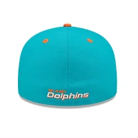 Men's New Era  Aqua/Orange Miami Dolphins Flipside 2Tone 59FIFTY Fitted Hat