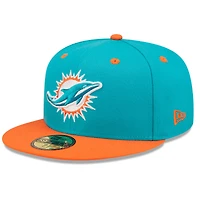 Casquette ajustée New Era Aqua/Orange Miami Dolphins Flipside 2Tone 59FIFTY pour hommes