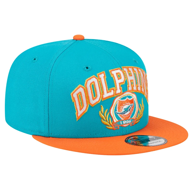 Men's New Era Aqua/Orange Miami Dolphins Team Establish 9FIFTY Snapback Hat