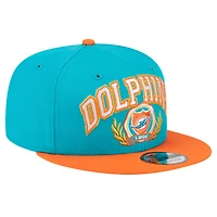 Men's New Era Aqua/Orange Miami Dolphins Team Establish 9FIFTY Snapback Hat
