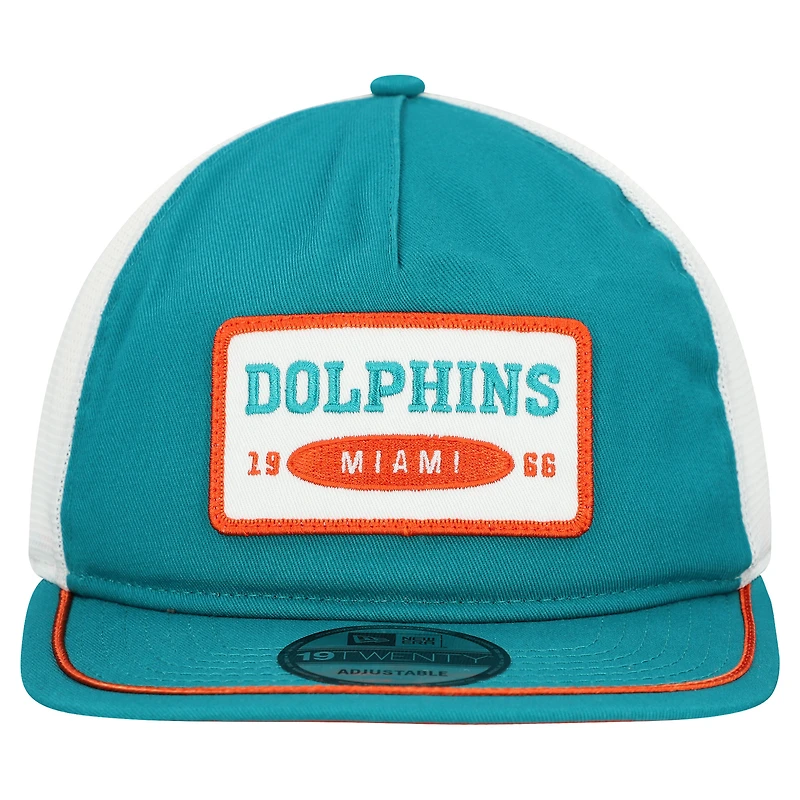 Men's New Era Aqua/White Miami Dolphins Patch 19TWENTY Adjustable Hat