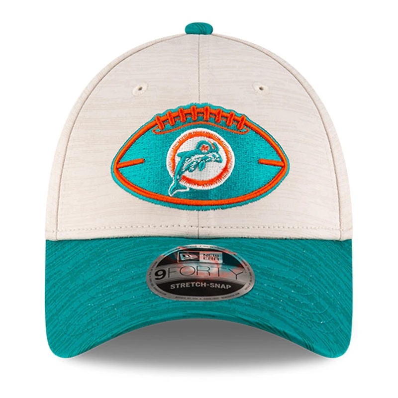 Casquette réglable Aqua Miami Dolphins 2024 Sideline 9FORTY New Era pour homme