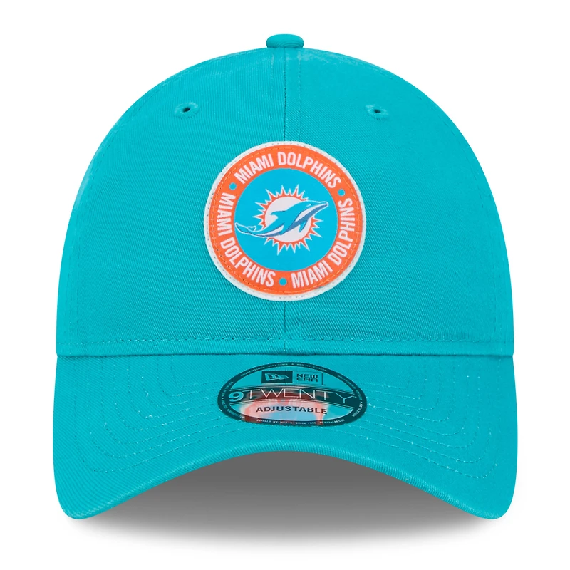 Casquette réglable Aqua Miami Dolphins 2024 Sideline 9TWENTY New Era pour hommes