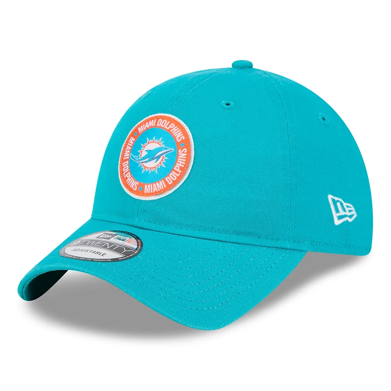 Casquette réglable Aqua Miami Dolphins 2024 Sideline 9TWENTY New Era pour hommes