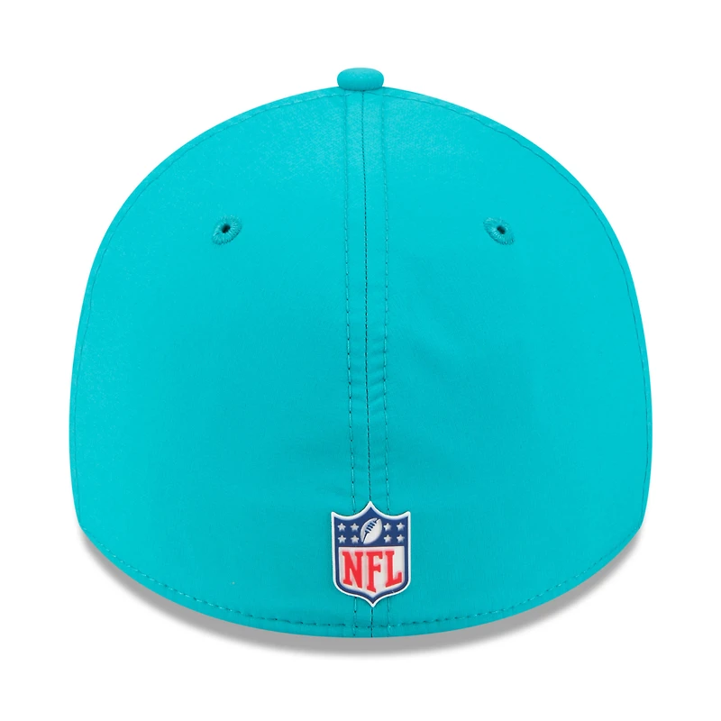 Casquette New Era Aqua Miami Dolphins 2025 Sideline 39THIRTY Flex pour homme
