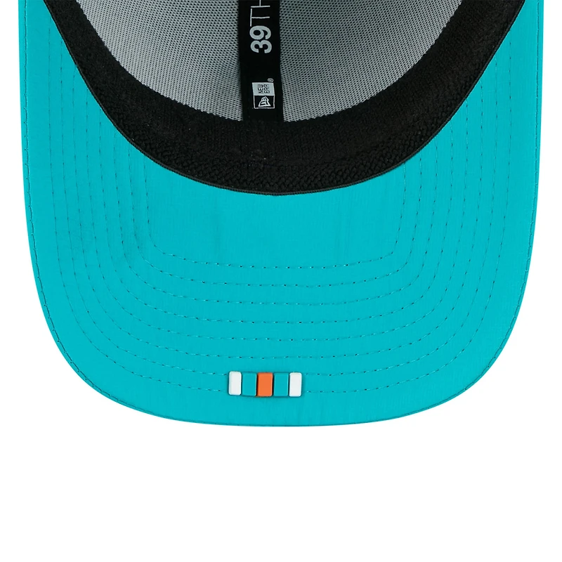 Casquette New Era Aqua Miami Dolphins 2025 Sideline 39THIRTY Flex pour homme