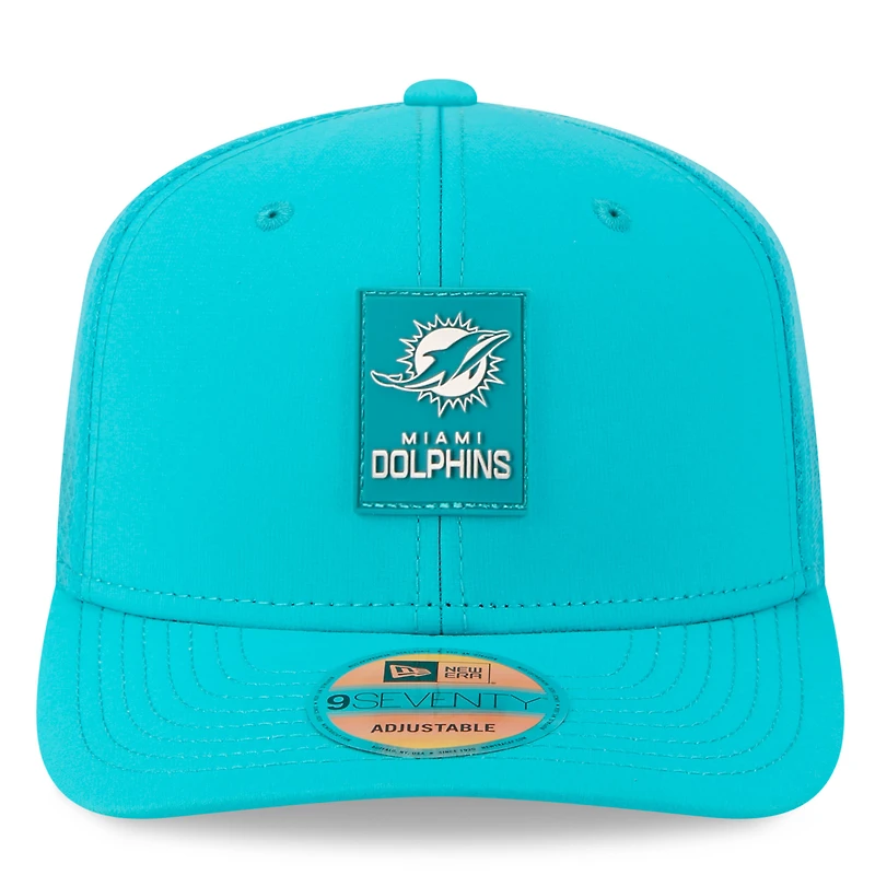 Men's New Era  Aqua Miami Dolphins 2025 Sideline 9SEVENTY Adjustable Trucker Hat