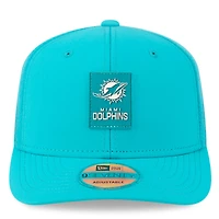 Men's New Era  Aqua Miami Dolphins 2025 Sideline 9SEVENTY Adjustable Trucker Hat