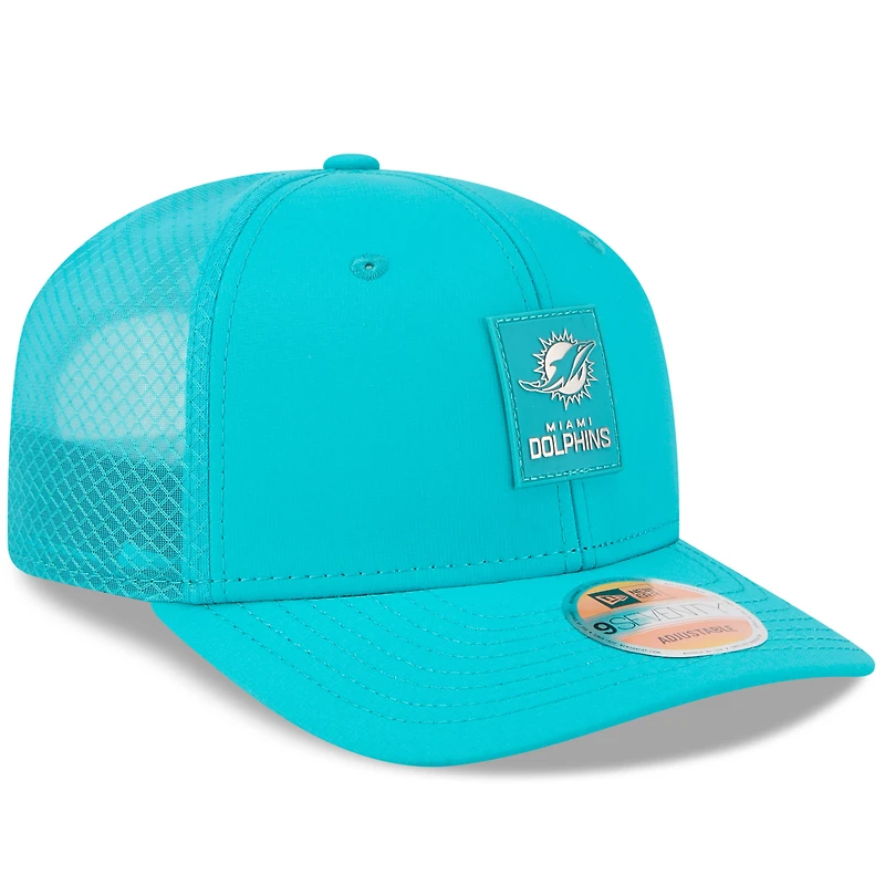 Men's New Era  Aqua Miami Dolphins 2025 Sideline 9SEVENTY Adjustable Trucker Hat