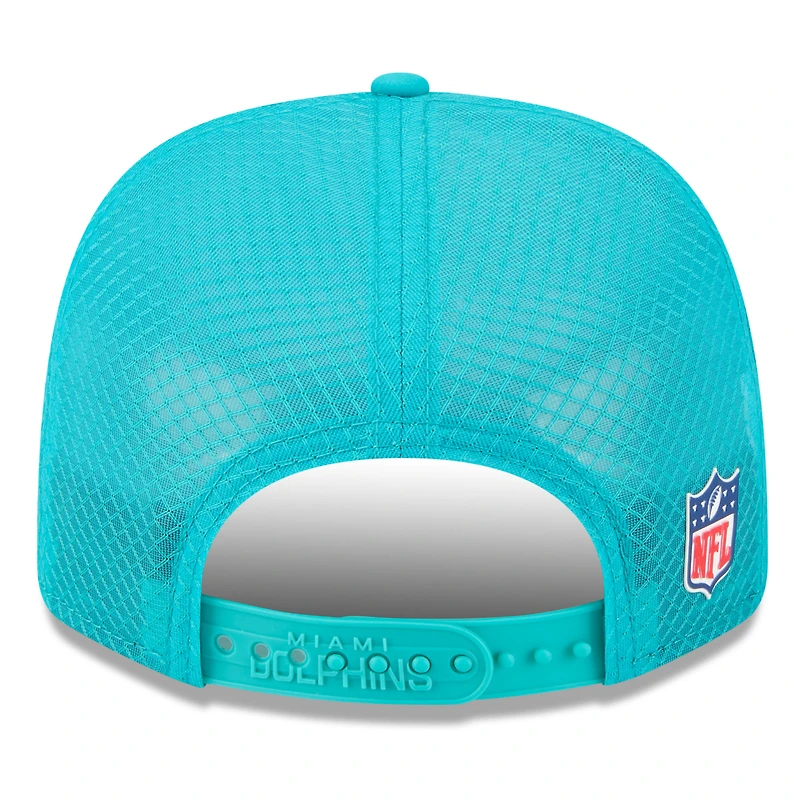 Men's New Era  Aqua Miami Dolphins 2025 Sideline 9SEVENTY Adjustable Trucker Hat