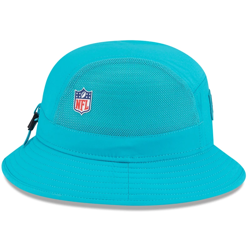 Men's New Era Aqua Miami Dolphins 2025 Sideline Bucket Hat