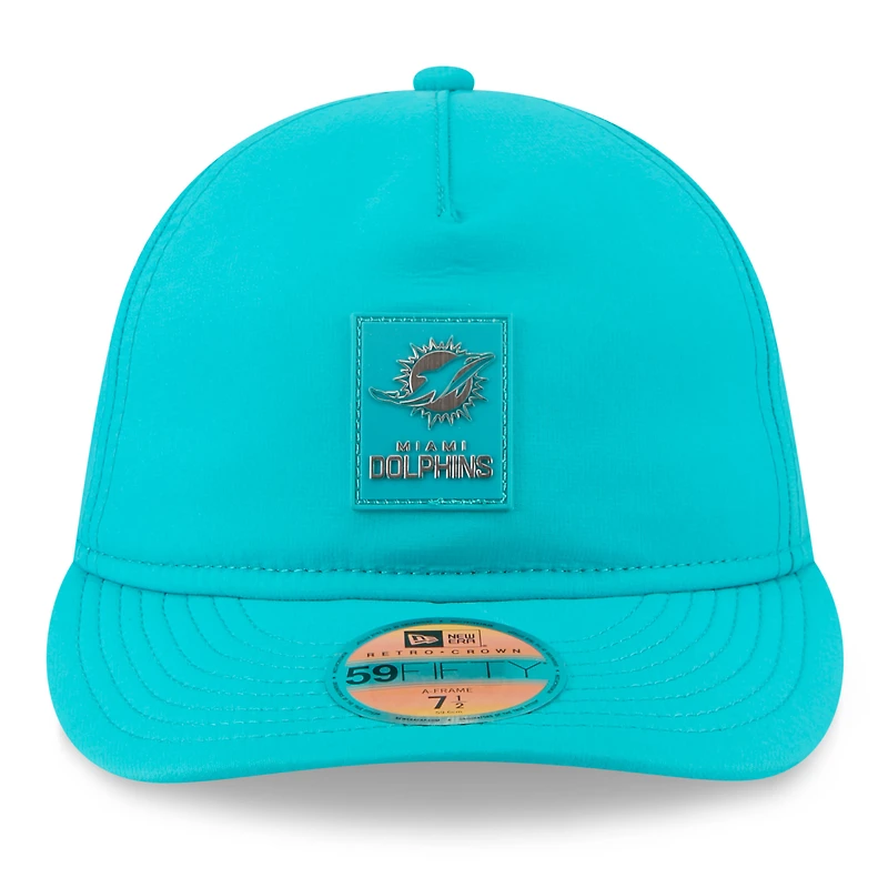Men's New Era Aqua Miami Dolphins 2025 Sideline Retro Crown 59FIFTY Fitted Hat