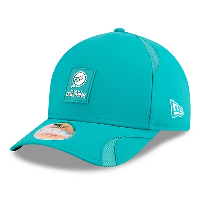 Casquette ajustable 9FORTY bleu sarcelle pour homme New Era Miami Dolphins 2025 Sideline Throwback