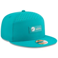 Men's New Era Aqua Miami Dolphins 2025 Sideline Throwback Split Panel 9FIFTY Snapback Hat