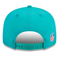 Men's New Era Aqua Miami Dolphins 2025 Sideline Throwback Split Panel 9FIFTY Snapback Hat