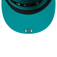 Men's New Era Aqua Miami Dolphins 2025 Sideline Throwback Split Panel 9FIFTY Snapback Hat
