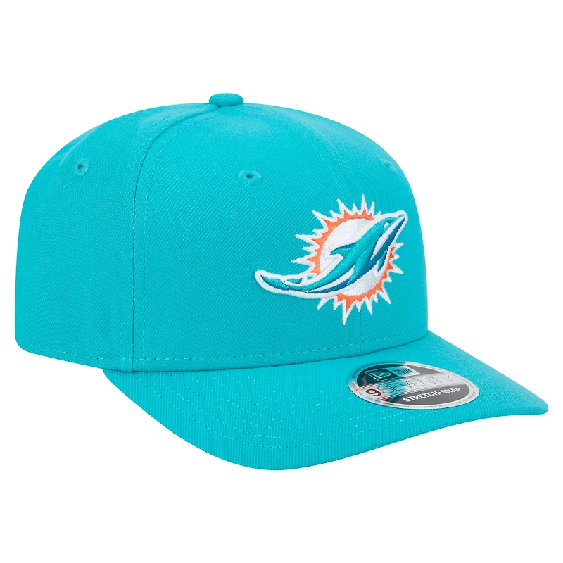Casquette extensible à boutons-pression 9SEVENTY Miami Dolphins New Era Aqua pour homme